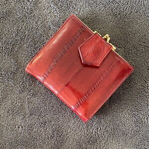 Genuine Eel Skin Wallet with Gold Clasp